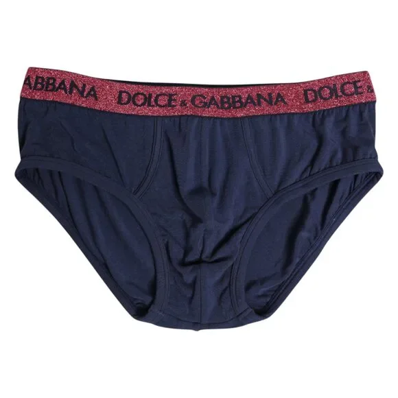 Dolce & Gabbana Blue Red Logo Stretch Regular Brief Underwear Mens Underwear